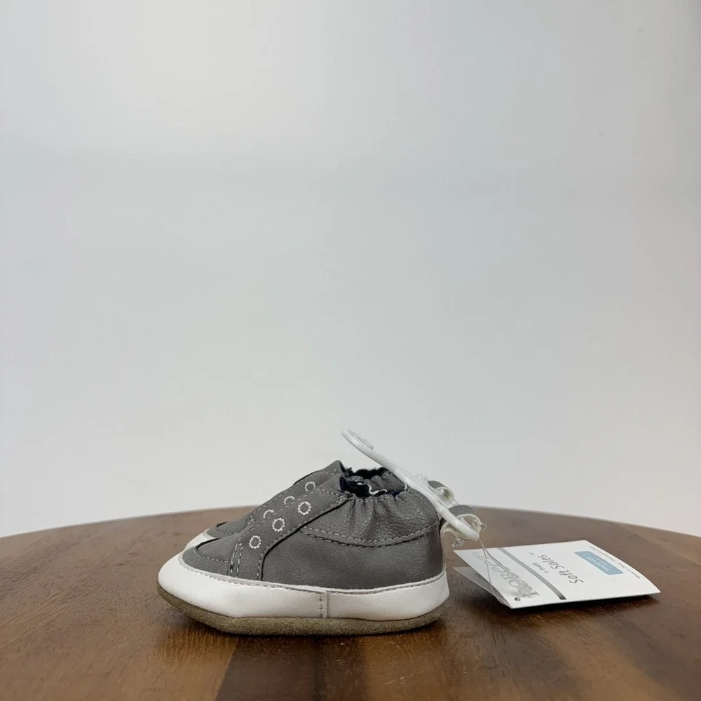 New Infant Robeez Soft Soles‎ Gray Comfort Casual Shoes Size 0-6 Months NWOB